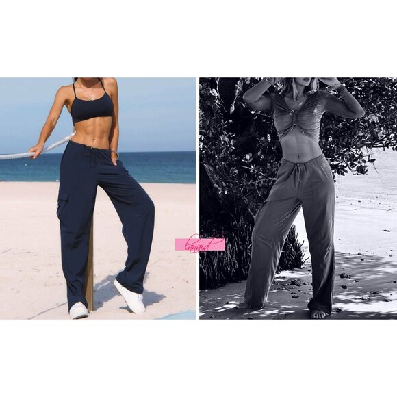 Alo Megastar Cargo Pants High OR Low Rise Navy Wide Leg Outdoor Hiking Utility L - Picture 7 of 13